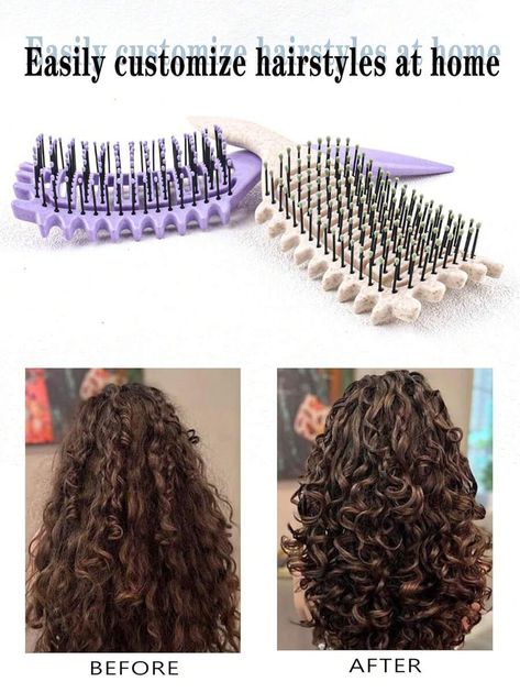 Material:PVC \nColor:Multicolor \nType:Detangling Hair Brush \nType:Meridian Massage Comb \nType:Shampoo Massage Brush \nSpecification:A Piece \n Hair Brush For Curly Hair, How To Use Denman Brush Curls, How To Use The Denman Brush On Curly Hair, Detangle Brush For Curly Hair, Bouncecurl Defining Brush, Curly Hair Denman Brush, Women Curly Hair, Meridian Massage, Curly Hair Styling