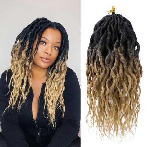 PRICES MAY VARY. 【Hair Style】Faux locs crochet hair for black women, goddess locs crochet braids with wavy curly ends. High quality synthetic fiber, this queen locs is handmade, soft and natural, resemble the touch and feel of real human hair. 【Hair Advantages】 We have improved the disadvantage that the roots are too thick and too rough，the tail is curly wavy, not easy to be tangle，light weight, no shedding, no smell, itch free, durable and not easy to break. You will get many compliments when y Wavy Hair With Braid, Goddess Locs Crochet, Overnight Braids, Braids Extensions, Boy Braids Hairstyles, Synthetic Braids, Wavy Hair Overnight, Faux Locs Crochet, Boho Locs