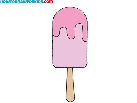 how to draw a popsicle and color Popsicle Drawing Easy, Popsicles Drawing, Popsicle Drawing, Draw Ice Cream, Draw Food, Frozen Juice, Food Artwork, Cold Desserts, Coloring Supplies