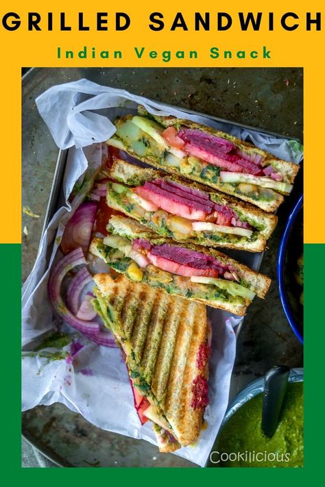 Masala Toast, Bombay Sandwich, Sandwich For Breakfast, Bhel Recipe, Toasted Sandwich Recipes, Street Food Recipe, Maharashtrian Recipes, Cold Sandwiches, Vegan Grilling