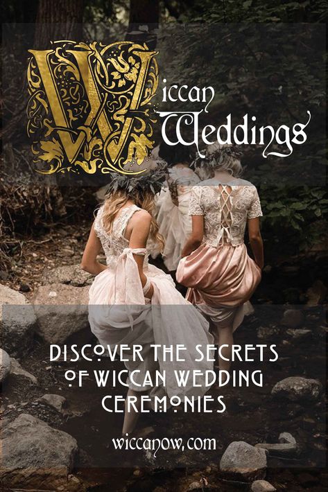 Yes, Wiccans celebrate weddings! In fact, Wiccans have their own version of the wedding ceremony called a ‘Handfasting’. Discover more about this unique celebration of love by visiting our blog! #wiccanweddings #handfasting #paganwedding Handfasting Ceremony Pagan, Pagan Wedding Officiant, Fall Pagan Wedding, Handfasting Vows Simple, Pagan Wedding Ideas Wicca, Witch Wedding Ritual, Witch Wedding Ceremony, Wiccan Handfasting Ceremony, Handfasting Color Meaning