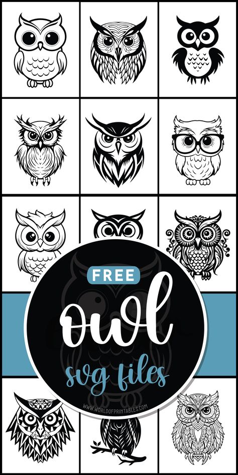 Hoot, hoot! Explore free owl SVG files for your crafting adventures! Add a dash of wisdom and whimsy to your projects with these adorable designs. 🦉✨ Free Owl Svg Files For Cricut, Laser Patterns Design, Free Owl Svg, Owl Svg Free Cricut, Owl Silhouette Stencil, Stencil Designs Creative, Owl Patterns Free Printables, Cricut Svg Free, Cricut Maker3