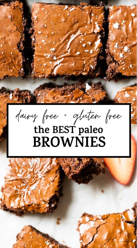 The BEST homemade Paleo Brownies from scratch! They're easy to make, just 6 ingredients and are fudgy on the inside with crackly tops, just the way brownies should be! #brownies #paleo #glutenfree #paleodessert #paleobrownies Paleo Deserts, Paleo Recipies, Paleo Brownies, Brownies From Scratch, Dairy Free Chocolate Chips, Paleo Recipes Dessert, Healthier Desserts, Paleo Baking, Healthy Brownies