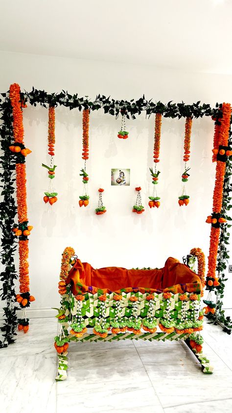 Cradle ceremony | cradle decoration Baby Cradle Decoration Ideas, Cradle Ceremony Decorations At Home Diy, Baby Naming Ceremony Decorations At Home, Simple Cradle Ceremony Decorations, Cradle Ceremony Decorations At Home, Cradle Decoration Ideas, Cradle Ceremony Decorations, Wooden Decoration Ideas, Cradle Decoration