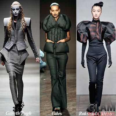 Return of “Shoulder Pads”/Futuristic Looks Take Over the Fashion ... Shoulder Pads Fashion, 80s Shoulder Pads, 80 Fashion, 80’s Fashion, Geometric Fashion, Futuristic Fashion, Recycled Fashion, Fashion Runway, Fashion Week Runway