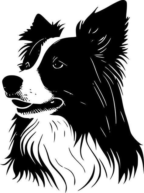 Border Collie, Minimalist and Simple Silhouette - Vector illustration Border Collie Black, Dog Walking Business, Dog Xmas, Vector Silhouette, Vector Banner, Simple Silhouette, Dog Stuff, Illustration Vector, Border Collie