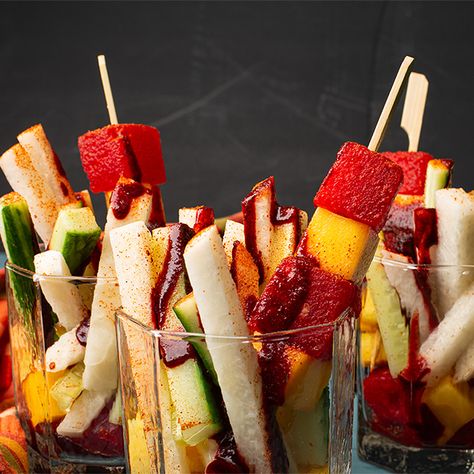 Mexican Fruit Cups, Mexican Fruit, Fruit Cup, Vegetable Snacks, Fruit Cups, Nuts & Seeds, Global Recipes, Dried Tomatoes, Food Safety