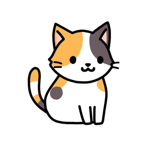 Cute calico cat Cat Cartoon Images, Pc Stickers, Icones Instagram, Simple Cat Drawing, Chat Kawaii, Kitten Drawing, Cute Cat Drawing, Cat Doodle, Drawing Faces