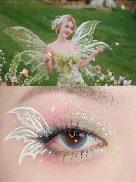 Fairy Inspired Makeup, Fairy Eyeshadow, Fairy Makeup Aesthetic, Fairy Makeup Ideas, Butterfly Eye Makeup, Kawaii Makeup, Cool Makeup Looks, Ethereal Makeup, Fairy Makeup