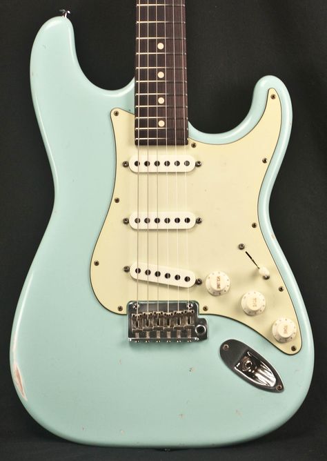 or a light blue/ seafoam green one??? somethin super cute ✿( ˘ ᵕ ˘ )✿ Light Blue Electric Guitar, Light Blue Guitar, Pink Electric Guitar, Guitar Sketch, Blue Electric Guitar, Guitar Inlay, Pink Guitar, Pretty Guitars, Guitar Tuner