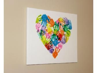 Handprint Heart Canvas Art from Miss Audrey's Th 1's Class - Online Fundraising Auction - BiddingForGood Handprint Heart, Heart Canvas Art, Class Art Projects, Auction Projects, Auction Fundraiser, Heart Canvas, Footprint Art, Kids Canvas, Handprint Crafts