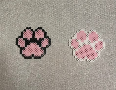 Animal/ Dog/ Cat Paw Print Coaster Keychain Wall Decor - Etsy UK Dog Paw Pixel Art, Paw Pixel Art, Perler Cat, Dog Perler Bead Patterns, Meaty Beads, Perleplader Ideas, Pixel Art Dog, Keychain Wall, Paw Print Decorations