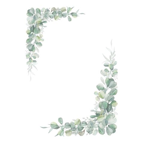 Eucalyptus Wreath Stencil, Green Stationary, Png Wedding, Leaves Frame, Watercolor Border, Leaves Wreath, Diy Invitation, Feuille Eucalyptus, Painted Cottage