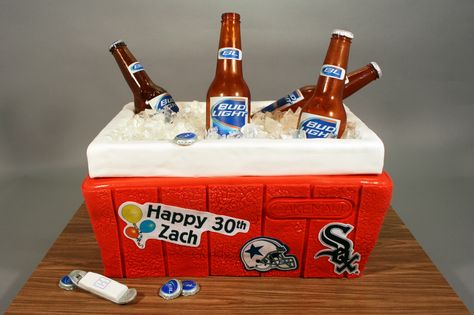 Beer Cooler 30th Birthday Cake. | Flickr - Photo Sharing! Cooler Cake, Beer Cake, 30 Birthday Cake, Beer Cooler, Birthday Cakes For Men, Beer Bottles, Crazy Cakes, Cakes For Men, Cool Birthday Cakes