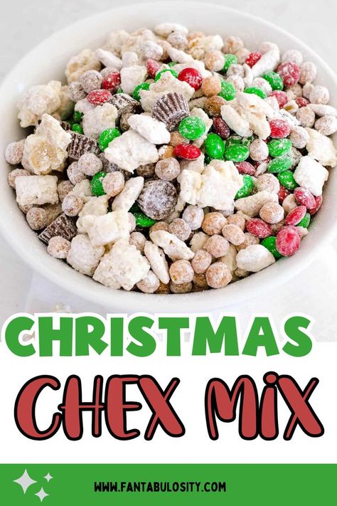 Christmas Chex Mix: A cereal mixture, covered in melted chocolate with delicious chocolate candies. It’s a great snack that’s perfect for the holiday season and is a crowd-pleaser! Christmas Snack Mix Recipes, Christmas Trail Mix, Christmas Chex Mix Recipe, Grinch Food, Christmas Chex Mix, Holiday Dessert Drinks, Salty Chex Mix, Dessert Cheese Ball, Christmas Snack Mix