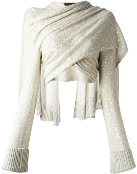 Donna Karan New York Draped Wraparound Cardigan Kate Moss Street Style, White Long Sleeve Cardigan, Theatrical Romantic, Draped Sweater, Designer Tops For Women, Olivia Pope, T Shorts, Wrap Shirt, Drape Cardigan