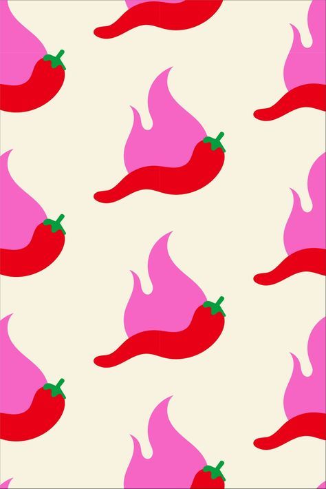 Chilli Pepper Illustration, Spicy Food Illustration, Spicy Graphic Design, Bold Design Inspiration, Hot Sauce Illustration, Chilli Branding, Pepper Packaging Design, Pink And Red Branding, Pink Red Branding