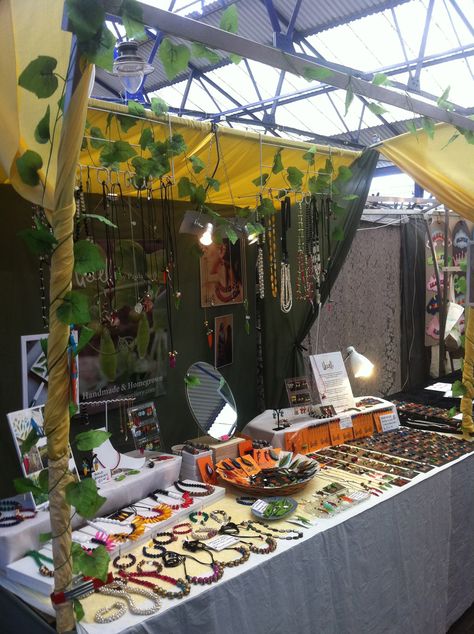 Jewellery Stall Ideas, Witchy Market Stall, Jewellery Market Stall, Jewellery Stall, Stall Decorations, Greenwich Market, Farmers Market Display, Vendor Table, Stall Display