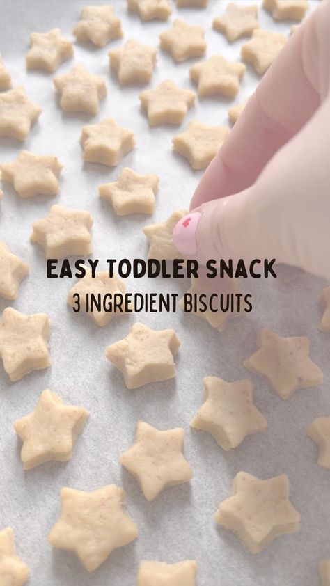 Easy Toddler Snack - 3 Ingredient Biscuits 🍌 My toddler LOVES a biscuit, so I decided to make a batch of her favourite to keep her… | Instagram Toddler Biscuits, Cookies For Toddlers, Homemade Toddler Snacks, 3 Ingredient Biscuits, Easy Toddler Snacks, Toddler Cookies, Baking With Toddlers, Quick Meals For Kids, Star Snacks