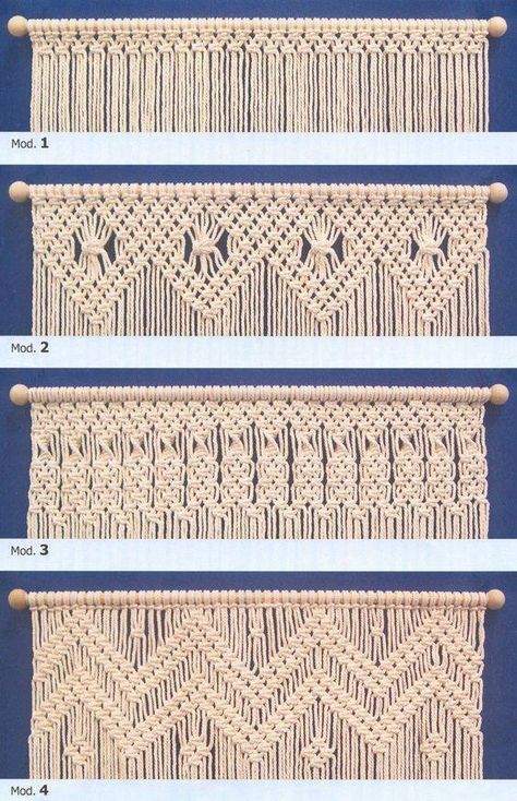 Macrame Valances Cortina Macrame, Art Macramé, Pola Macrame, Tutorial Macramé, Woven Wall Hangings, Seni Dan Kraf, Macrame Wall Hanging Patterns, Macrame Curtain, Pola Gelang