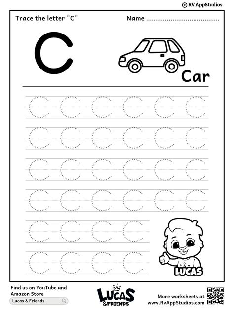 Free Printable Worksheet for Kids - Trace uppercase letter C Letter C Kindergarten Activities, C Alphabet, C Worksheet, Letter C Kindergarten Worksheets, C Tracing Worksheet, Letter C Tracing Preschool, Letter C Activities For Preschool, Letter C Worksheet, Letter C Tracing Worksheet