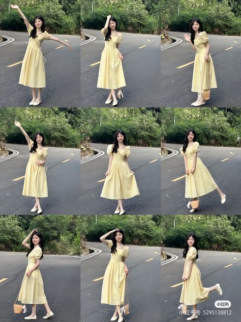 Picture Poses Ideas Standing Dress, How To Pose With Long Dress, Post ပေးနည်း, Walking Pose Photography, How To Pose In A Long Dress, Individual Photo Poses, Best Poses For Selfies, Simple Poses, Walking Poses