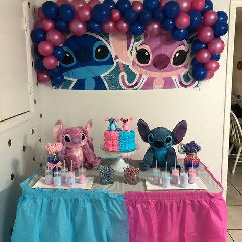 Gender Reveal Stick And Angel Gender Reveal, Lilo Stitch Gender Reveal, Gender Reveal Lilo And Stitch, Lilo And Angel Gender Reveal, Stitch Gender Reveal Ideas, Stitch And Angel Gender Reveal, Stitch Gender Reveal, Angel Gender Reveal, Angel Gender