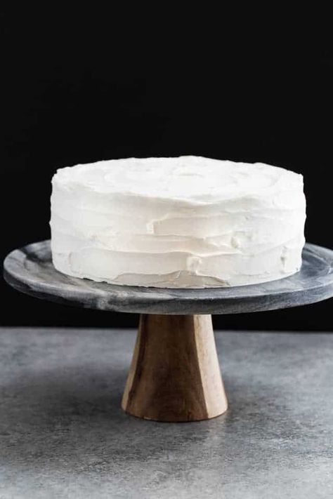 Moist white cake recipe with white frosting on a stone grey cake stand with a wooden base. Moist White Cake Recipe, Vanilla Cake Recipe Moist, Basic Vanilla Cake, Best White Cake, Best White Cake Recipe, Basic Vanilla Cake Recipe, Homemade White Cakes, Cake Recipe Homemade, Moist White Cake