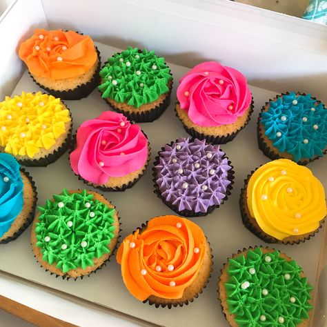 Fiesta Cupcakes Ideas, Diwali Cupcakes, Bright Cupcakes, Colourful Cupcakes, Thank You Cupcakes, Baking Theme, 16 Candles, Cupcakes For Boys, Colorful Cupcakes