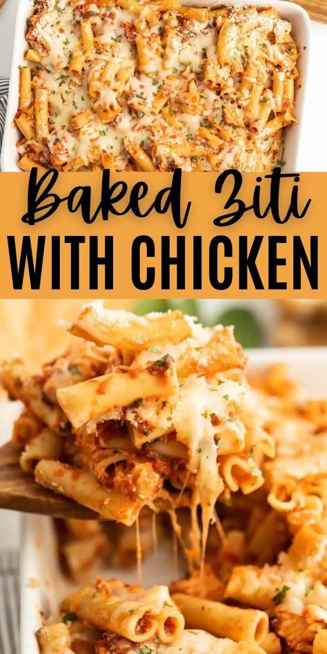 Ziti With Chicken, Chicken Ziti, Rigatoni Pasta Recipes, Baked Ziti With Chicken, Baked Penne Pasta, Chicken Penne Pasta, Rigatoni Recipes, Penne Pasta Recipes, Chicken Pasta Dishes