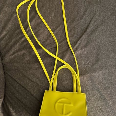 Small highlighter yellow telfar shopping bag Yellow Telfar Bag, Yellow Telfar, Telfar Shopping Bag, Telfar Bags, Telfar Bag, Telfar Handbags, Bag Bag, Small Bags, Highlighter