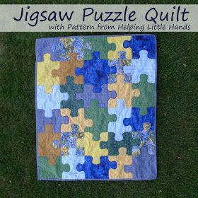 Pieces by Polly: Jigsaw Puzzle Baby Quilt (Free Pattern Included) Quilt Free Pattern, Quick Quilts, Puzzle Quilt, Free Jigsaw Puzzles, Quilted Projects, Kids Quilts, Quilting Designs Patterns, Quilt Modernen, String Quilts