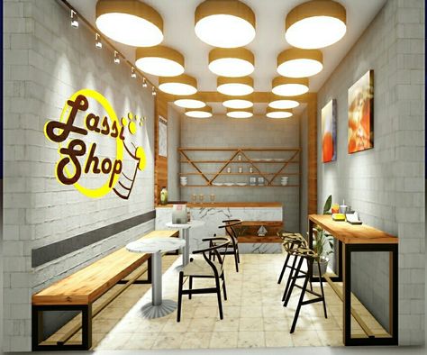 In this design we used SketchUp for 3d design and lumion for lighting & rendering. Dairy Shop Interior Design, Dairy Shop Design, Small Cafe Ideas, Mini Restaurant Design, Cafe Interior Design Small, Small Cafe Interior, Small Restaurant Interior, Small Restaurant Ideas, Restaurant Chairs Design