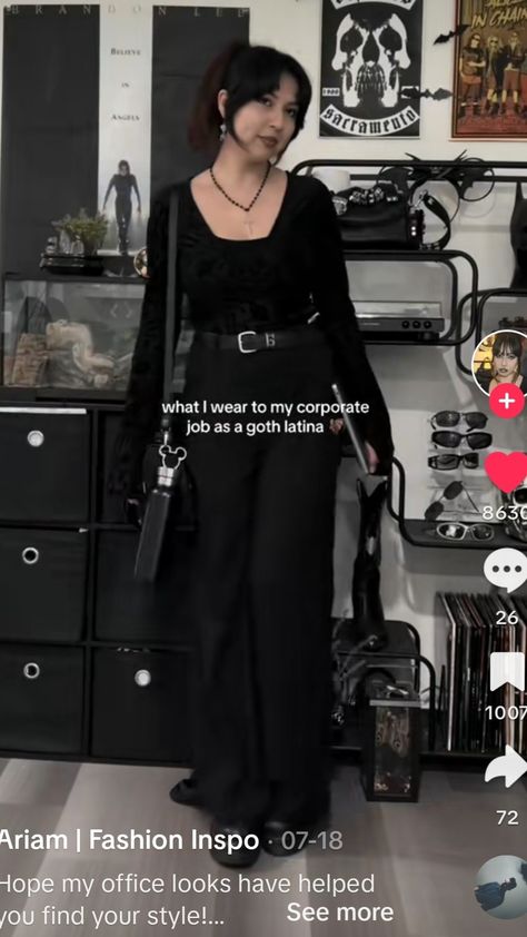 Modest Goth Outfit, Corp Goth Outfits, Romantic Goth Outfits Casual, Goth Business Casual, Modest Goth, Goth Outfits Casual, Romantic Goth Outfits, Goth Ideas, Comfortable Fall Outfits