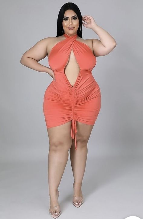 Pin on Quick Saves Jesenia Perez, Plus Size Baddie Outfits, Pink Satin Dress, Full Figure Fashion, Dress Halter, Plus Size Beauty, Streetwear Fashion Women, Curvy Girl Outfits, Stretch Dress