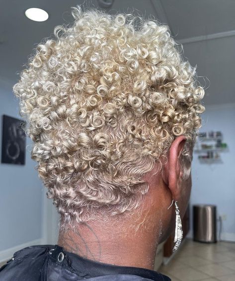 Instagram photo by New Orleans Natural Hair Salon • Mar 22, 2022 at 9:52 PM Ash Blonde Hair Black Women Short, Black Women Short Blonde Hair, Platinum Natural Hair Black Women, Blonde 4c Natural Hair Short, Ash Blonde Short Hair Black Women, Womens Tapered Haircut, Short Curly Pixie Cut Black Women, Short Blonde Natural Hair, Blonde Short Hair Styles