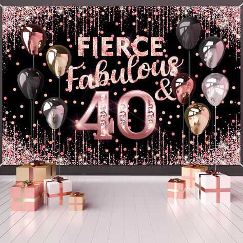 40 Decorations, 40th Birthday Backdrop, 40th Birthday Party For Women, 40th Birthday Party Themes, Bday Background, 40th Birthday Themes, 40th Birthday Banner, 40th Bday Ideas, Background Rose