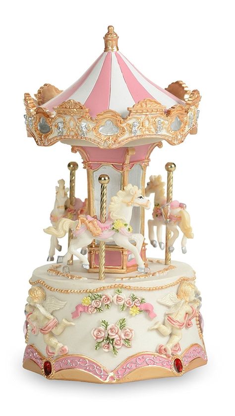 THE SAN FRANCISCO MUSIC BOX COMPANY Carousel Decoration - three horses (Mini) Carousel Music Box, Music Box Vintage, Musical Gift, Family Figurine, Box Company, Reindeer Decorations, Musical Box, Disney Traditions, Castle In The Sky