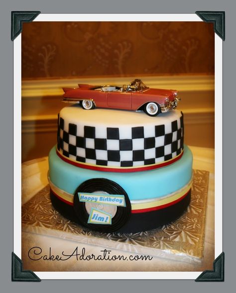 50s Cake, Car Cakes For Men, 75 Birthday Cake, Vintage Car Birthday, Cars Birthday Cake, Cars Cake, Dad Birthday Cakes, Cars Birthday Party Disney, Car Themed Parties