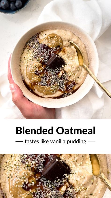 oatmeal in a bowl with sunflower butter and chocolate on top Blended Oatmeal, I Lost 100 Pounds, Healthy Foods To Make, Protein Oatmeal, Healthy Food Menu, Healthy Food Guide, Diet Smoothie Recipes, Cheap Healthy, Healthy Food Facts