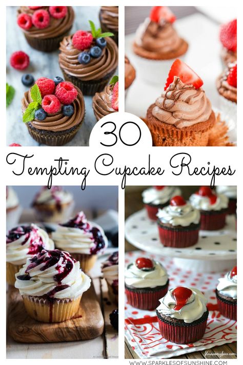 Got a sweet tooth? One of these 30 tempting cupcake recipes is sure to satisfy it! Whether you're a chocolate, caramel, raspberry, lemon or strawberry fan, there's a cupcake recipe here for you! Small Batch Cupcakes, Lemon Ricotta Cookies, Delicious Cupcakes Recipes, Ricotta Cookies, Ribbon Projects, Unique Cupcakes, Fancy Cupcakes, Dog Bandanna, Toilet Spray