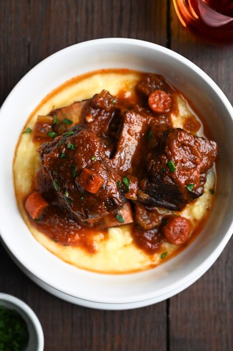 Italian Braised Beef Short Ribs · My Three Seasons Italian Braised Beef, Korean Bbq Pork, Pea Puree, Braised Beef Short Ribs, Rib Sauce, Beef Short Rib Recipes, Bbq Pork Ribs, Short Ribs Recipe, Short Rib