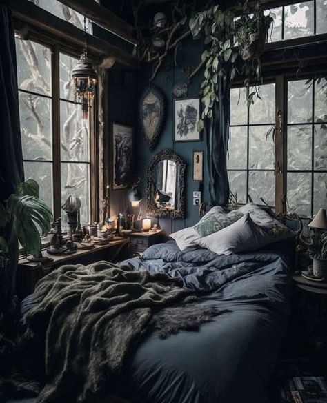 Casa Fantasy, Gambar Lanskap, Gothic Elegance, Dark Home Decor, Dark Gothic, Dream Room Inspiration, Bedroom Green, Gothic Home Decor, Decoration Inspiration