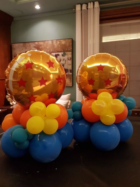 Dragon Ball Z Birthday Decorations, Dragon Ball Balloons, Dragon Ball Z Table Centerpieces, Dragon Ball Z Baby Shower Ideas, Dragon Ball Z Centerpieces Party Ideas, Dragon Ball Z Decor, Dragonball Z Party Ideas, Dragon Ball Z 1st Birthday Party, Dragon Ball First Birthday