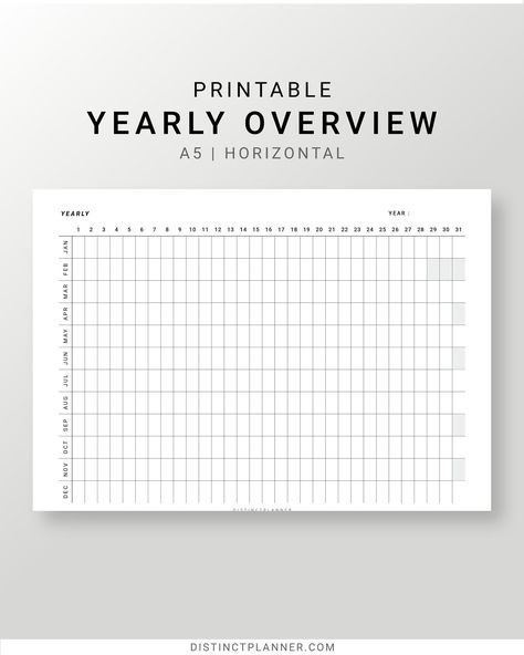 Yearly Overview Printable, Year at a Glance, Undated Yearly Planner A5 Inserts, Year on One Page, Yearly Agenda Template, Horizontal Layout notiondailyplanner #plannerobsessed #smallbusinessplanner. 2024 Year At A Glance Printable Free, Year Planner 2024 Free Printable, Year At A Glance Printable Free, Yearly Planner Ideas, Yearly Overview Printable, Pink Monthly Planner, Homemade Planner, Year At A Glance Calendar, Monthly Tracker