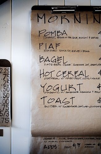 Beautiful Handwritten Menu - make for a party, save for the kitchen. Stable Cafe, Menue Design, Menu Boards, Menu Board, Cafe Style, Cafe Menu, Bakery Cafe, Cafe Shop, Restaurant Interior