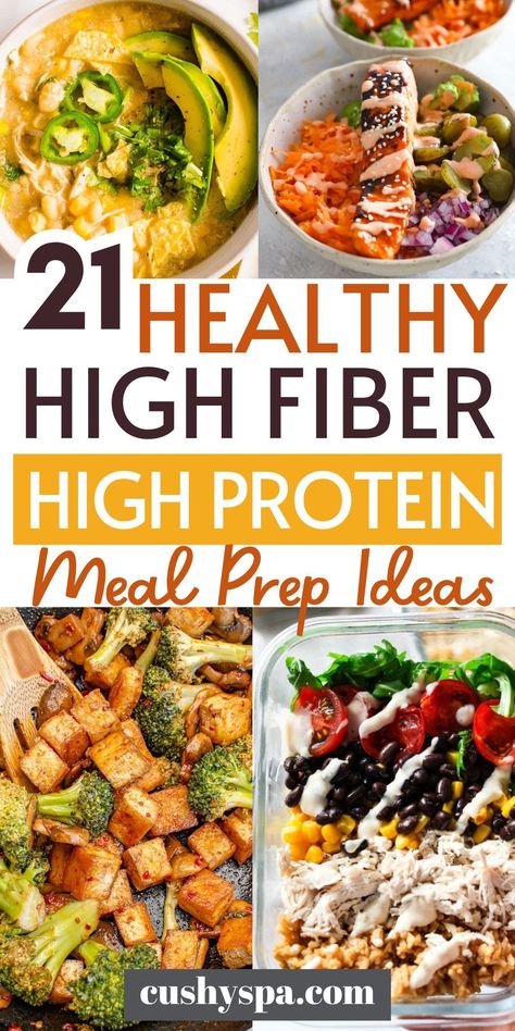 Revamp your meal prep for the week with our high protein high fiber recipes! Elevate your high protein diet with delicious and nutritious high fiber meals designed for easy meal prep. Meals With High Fiber, Fiber Rich Meals Delicious Recipes, Low Gi Meal Prep, High Fiber Diets, High Fiber Supper Ideas, Easy High Protein Foods, High Fiber Lunch Meal Prep, Easy High Protein High Fiber Meals, High Fiber Freezer Meals