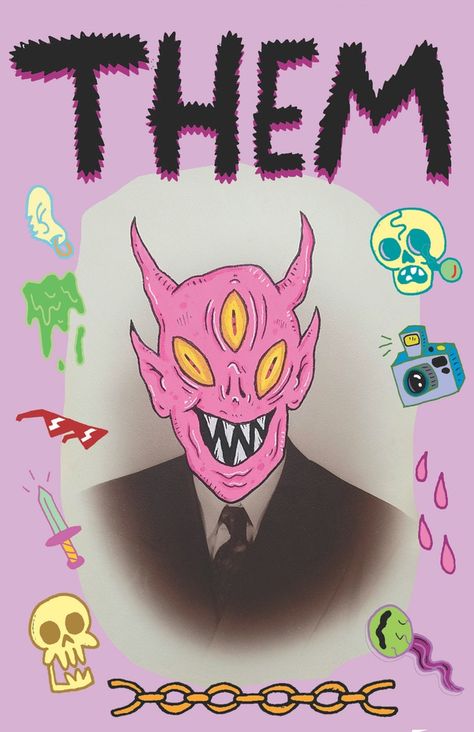 Cover for THEM - the art zine Wizard Of Barge, Collaborative Art Projects, Art Zine, Alien Creatures, Collaborative Art, Raise Funds, Artsy Fartsy, Art Project, Wizard