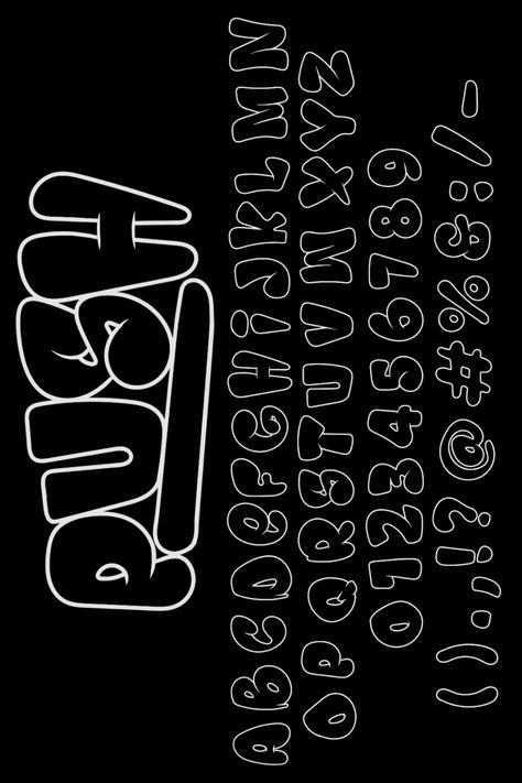 Fat Fonts in Black and White Font Idea, Typography Black And White, Font Aesthetic, Alphabet Graffiti, Graffiti Lettering Alphabet, Bubble Font, Graffiti Art Letters, Font Lettering, Graffiti Words