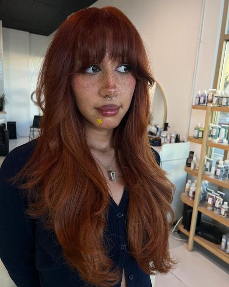 Florangely Alaniz Hernandez | VAQUERA COPPER 🌹 | Instagram Copper Underneath Hair, Dark Copper Hair, Copper Fringe, Copper Hair Dark, Dark Copper, Copper Hair, Hair Reference, Dark Hair, Makeup Nails